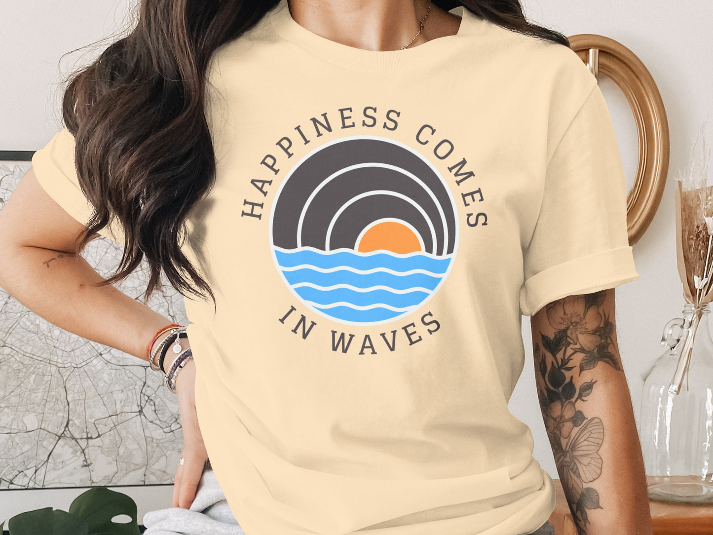 Happiness Comes in Waves Graphic Tee Shirt product type