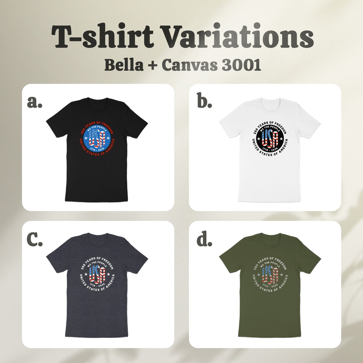 T-shirt Variations Bella + Canvas 3001 product type