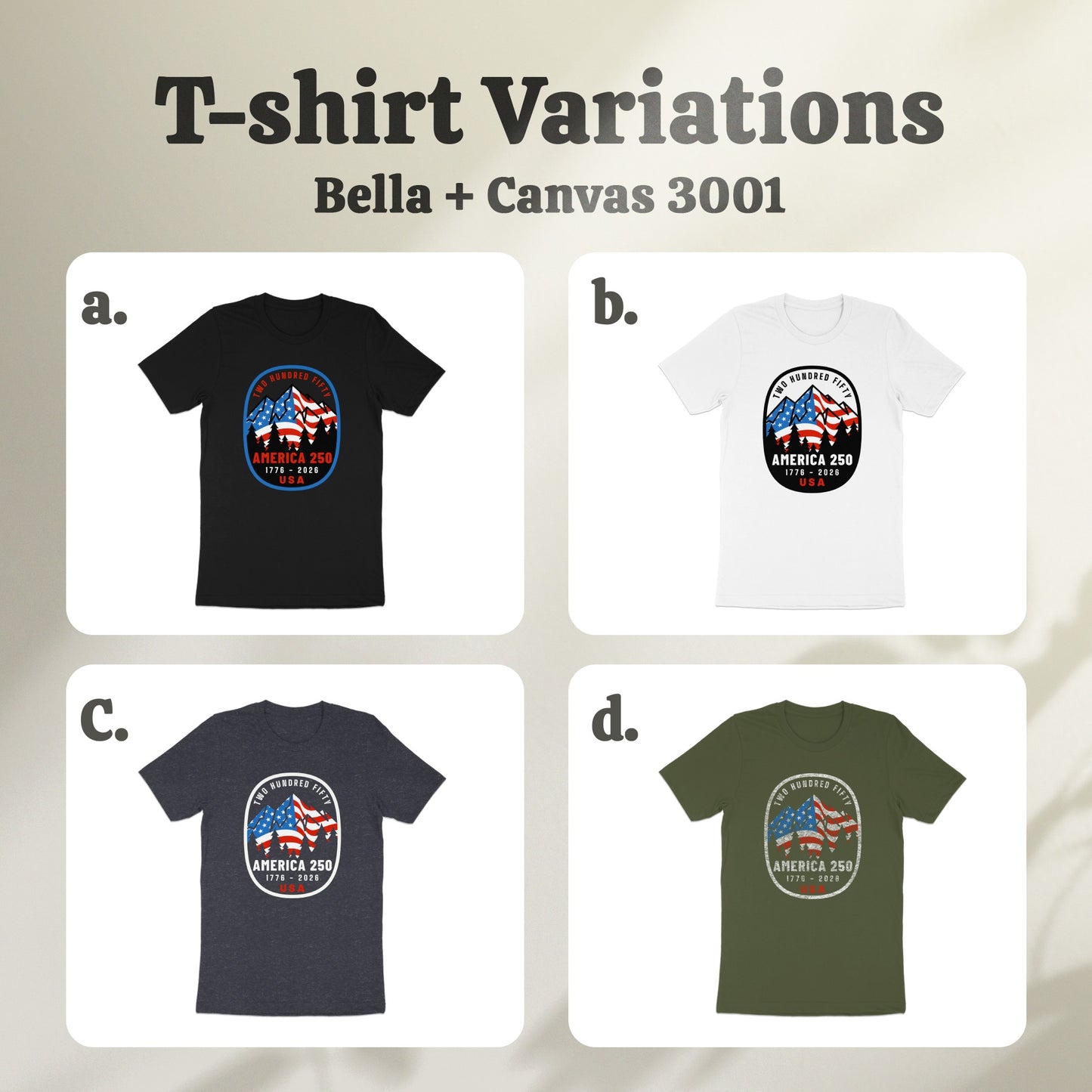 T-shirt Variations Bella Canvas 3001 product type
