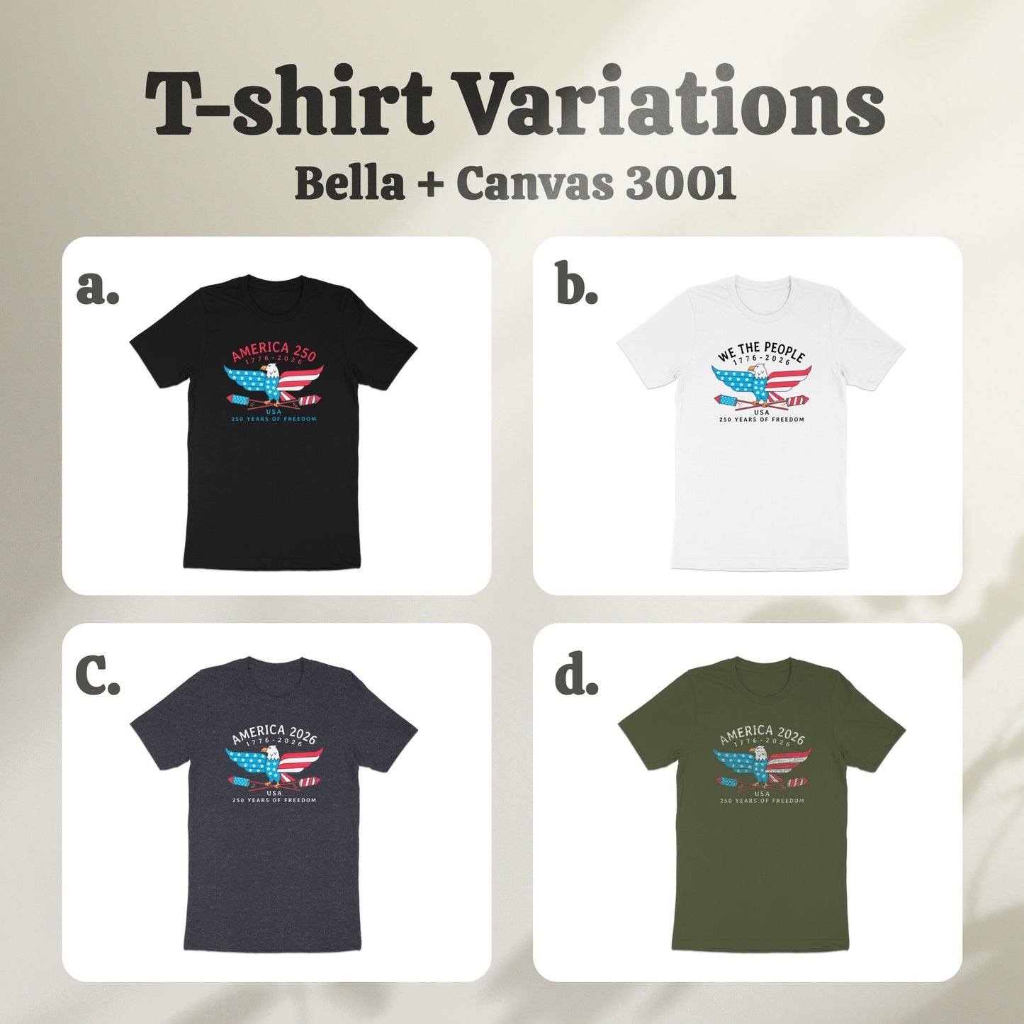 USA Flag T-shirt Design by Bella and Canvas 3001 product type