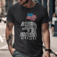 1776-2026 American Flag Bear Graphic T-shirt product type