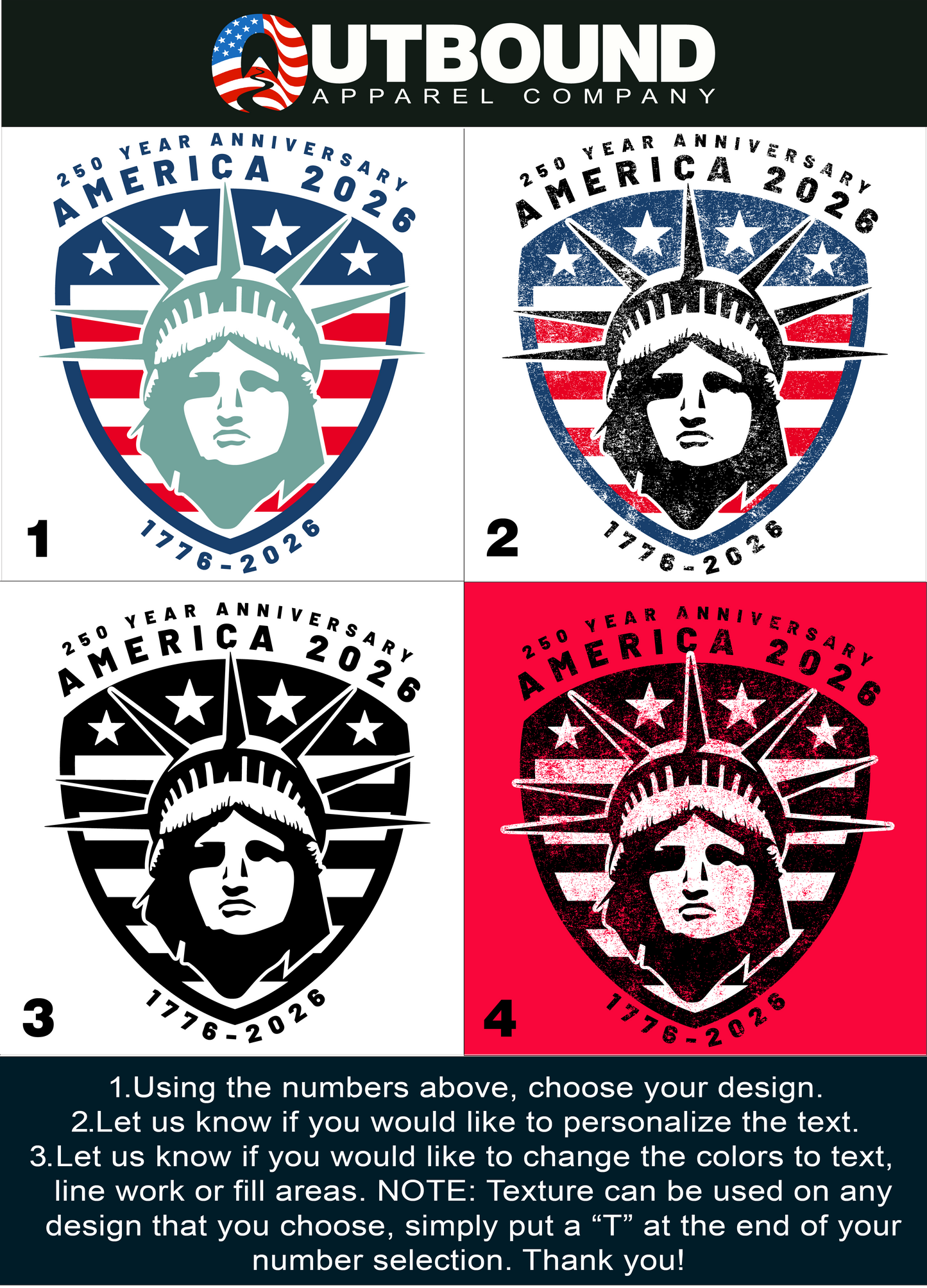America 2026 250 Year Anniversary Apparel Design
