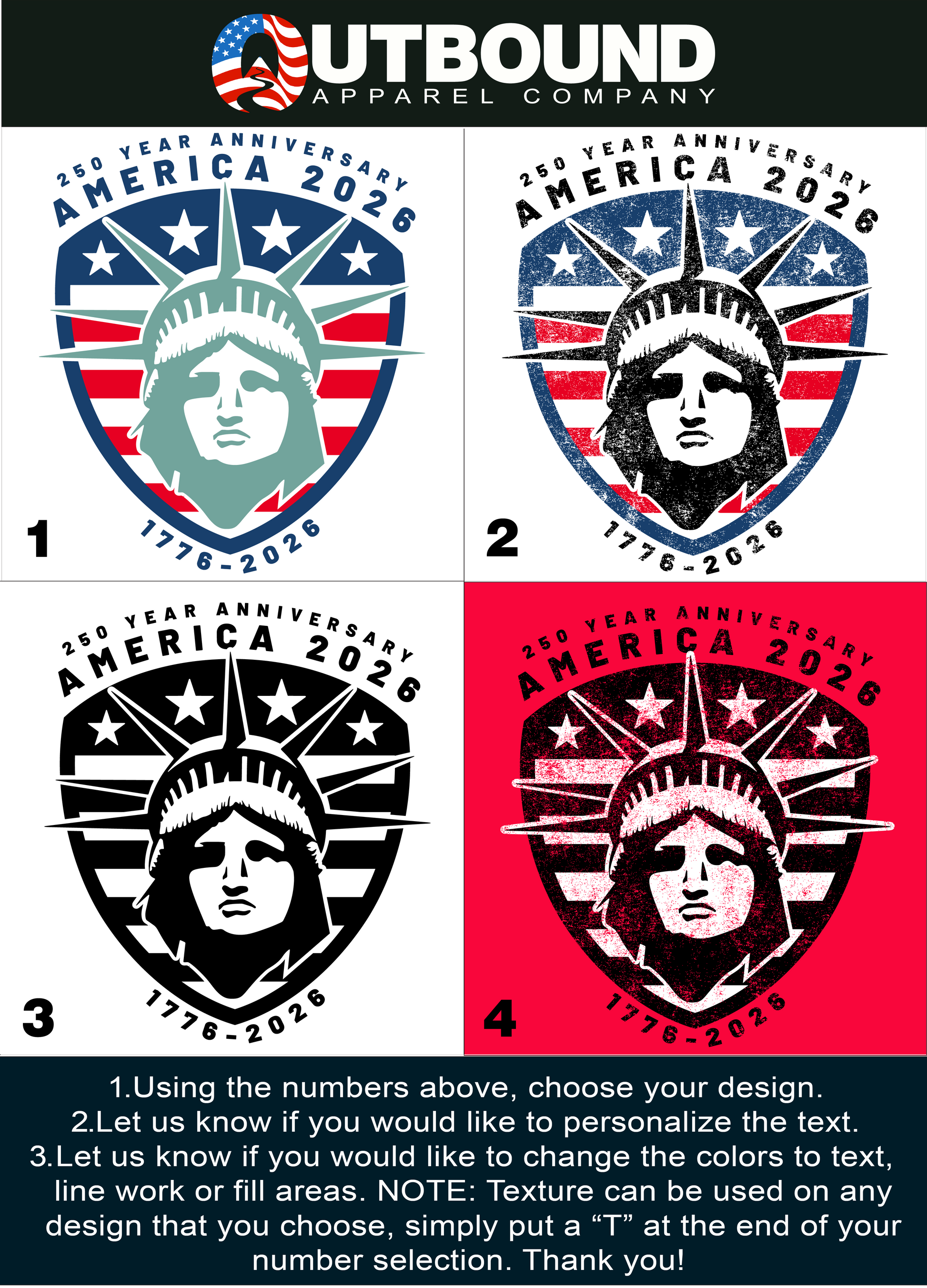 America 2026 250 Year Anniversary Apparel Design