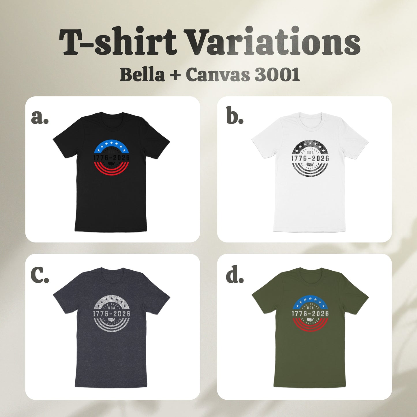 USA Flag 1776-2026 Design Bella + Canvas 3001 T-shirt product