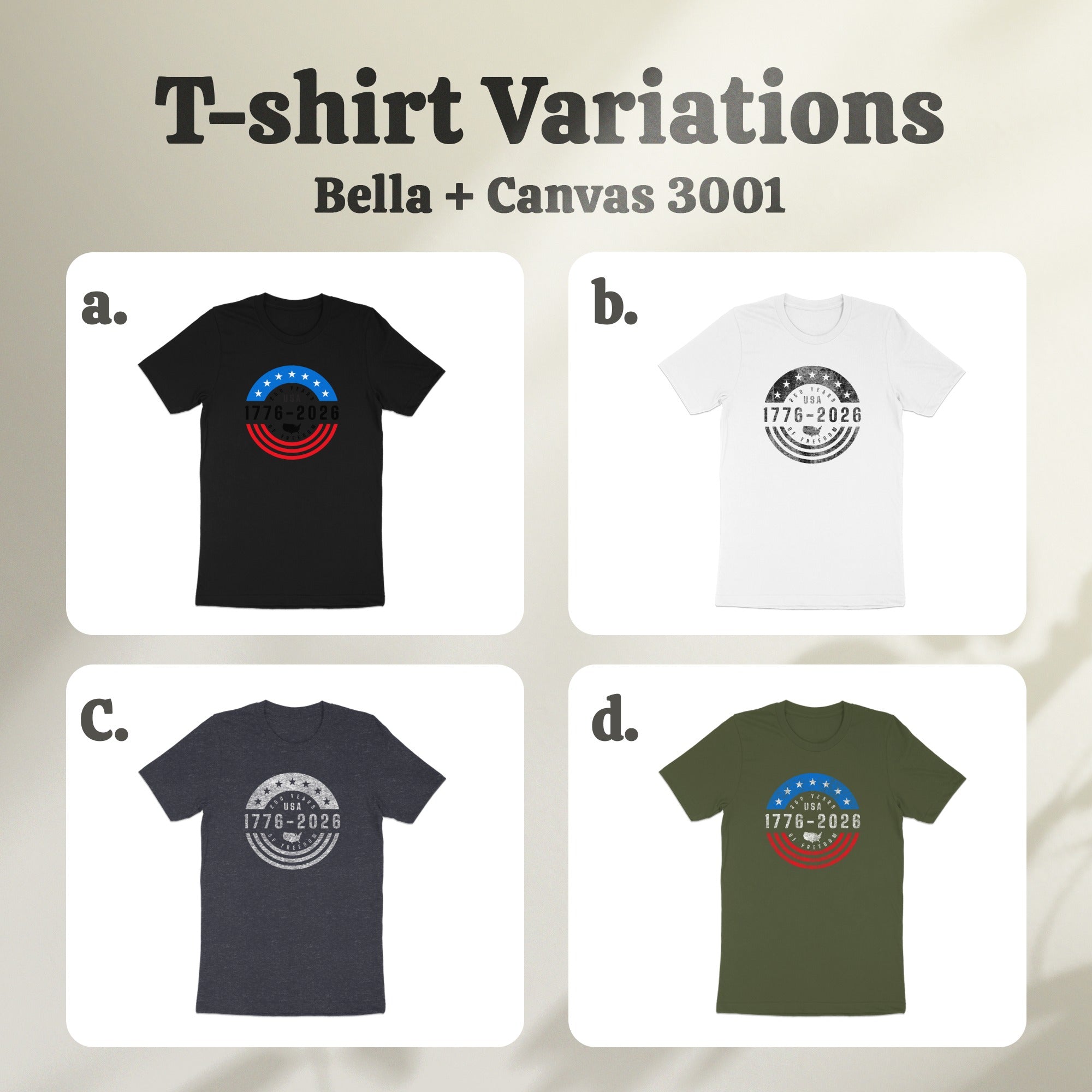 USA Flag 1776-2026 Design Bella + Canvas 3001 T-shirt product