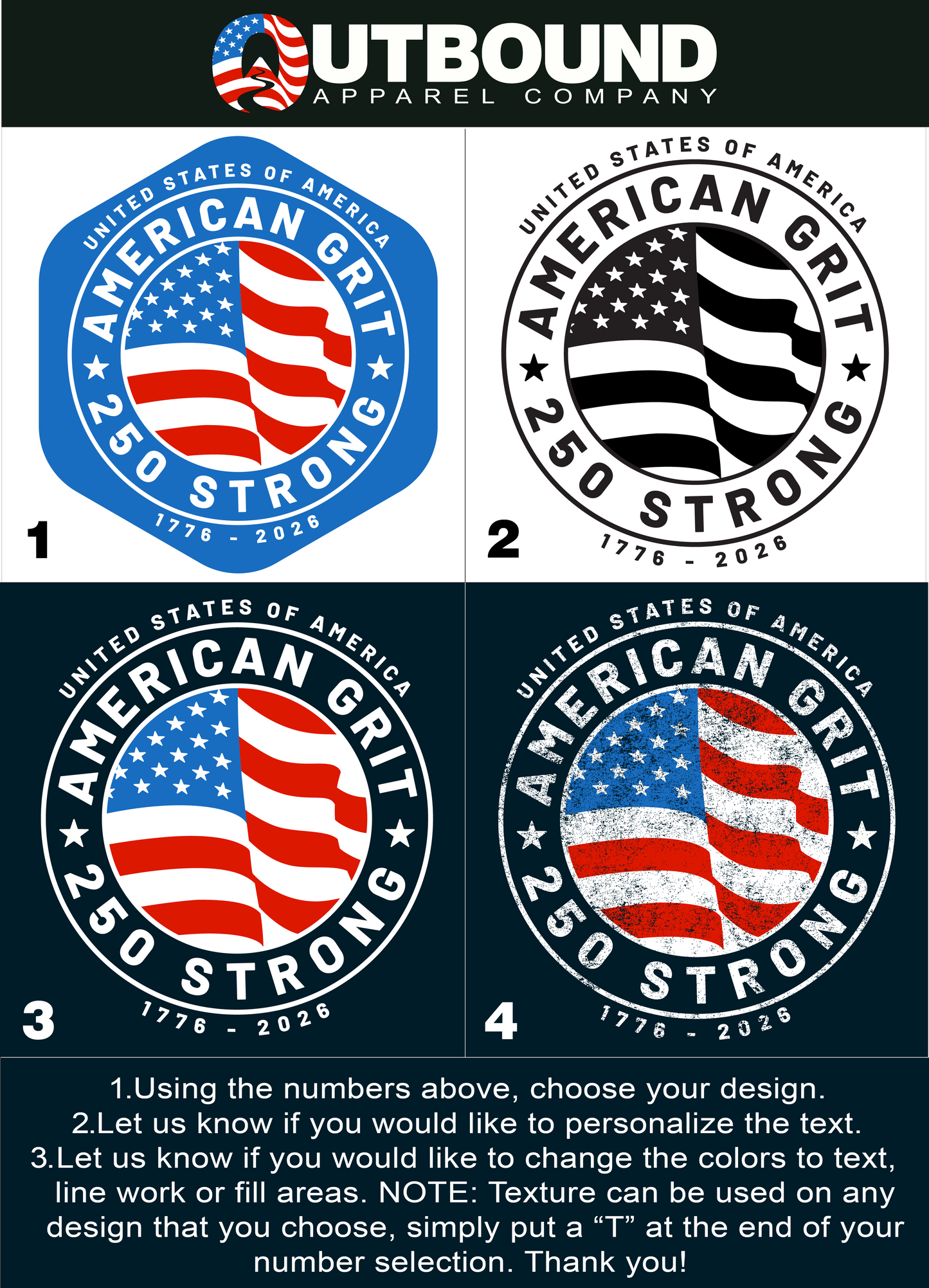 American Grit 250 Strong United States of America Design
