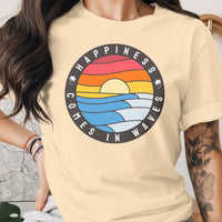 Happiness Comes In Waves Colorful Sunset Graphic T Shirt