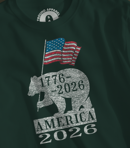 America 2026 Bear with Flag Graphic T-Shirt product