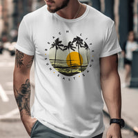 Beach Life Sunset Palm Trees Graphic Tee Shirt Product