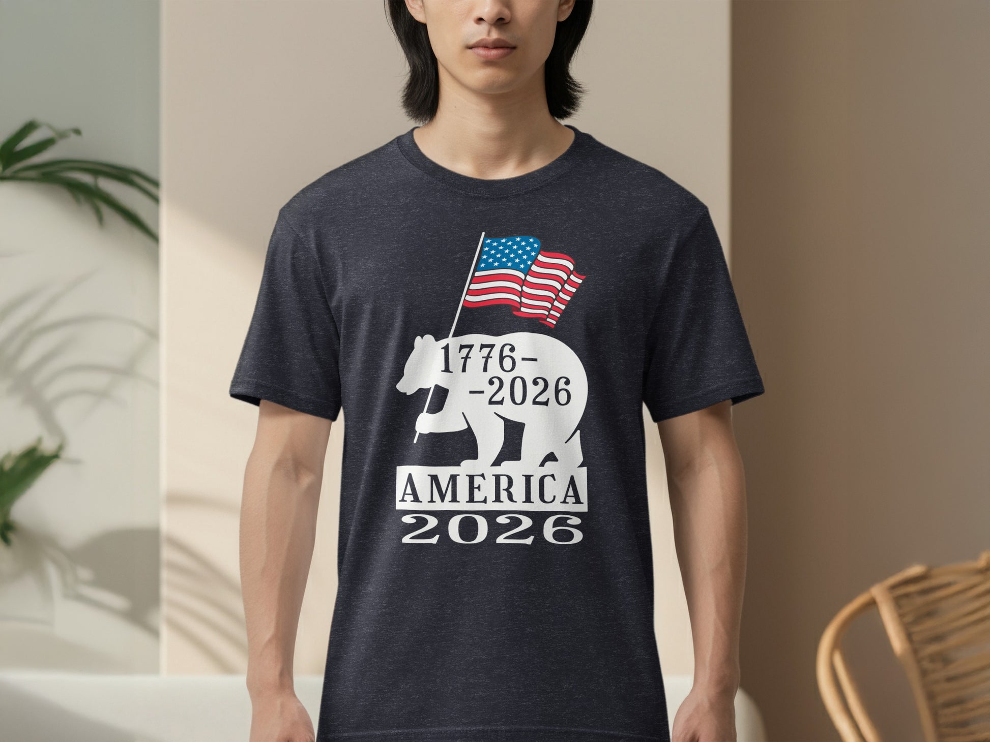 Patriotic Bear and Flag America 2026 T-Shirt Product
