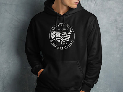 Vintage 1776 American Flag Hoodie Blood Sweat Tears Design