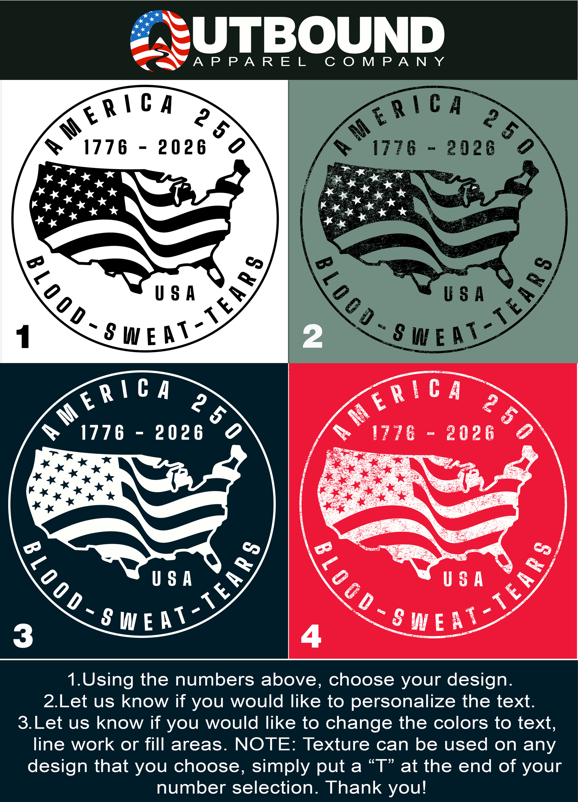 America 250 Blood Sweat Tears Distressed Design Decal