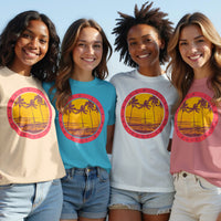 Vibrant Palm Sunset Beach Graphic Shirt product type
